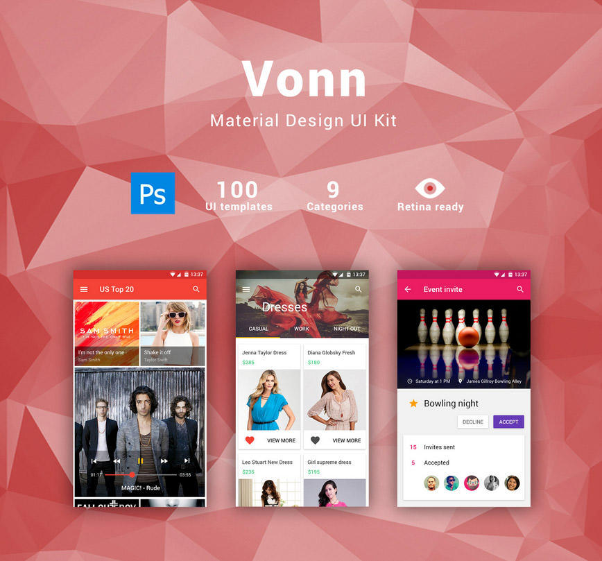 Vonn-Mobile-Material-Design-UI-Kit